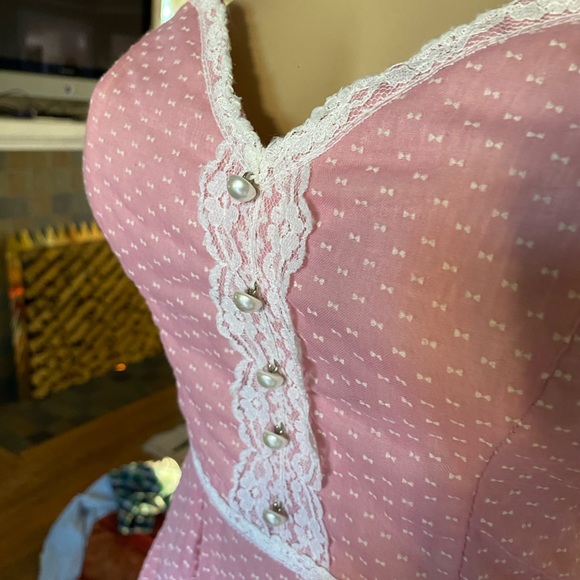 Vintage Gunne Sax blush w/ lace halter maxi dress - Picture 13 of 16